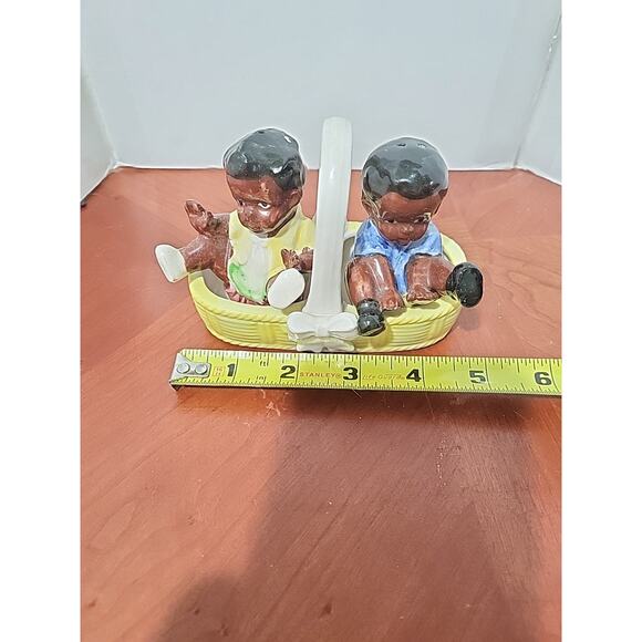 Vintage 1950's Americana Salt & Pepper Girl + Boy in Basket Betsons Japan - Picture 12 of 15